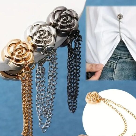 Camellia Flower Chains T-Shirt Shortening Adjustable Sleeve Hem Magnetic Fixing - Picture 1 of 7